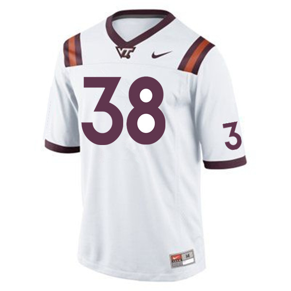 Men #38 Nashun Overton Virginia Tech Hokies College Football Jerseys Sale-White - Click Image to Close